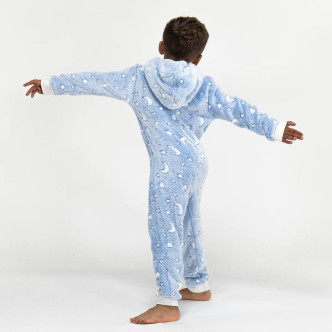 Blue Moon Embossed Fleece Hooded Onesie
