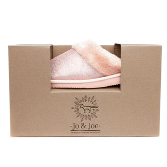 Pink Shimmer Fur Collar & Lining Mule Slippers