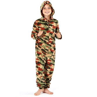 Green Camouflage Hooded Fleece Onesie