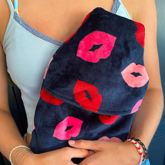 Lips & Kisses Fleece 2L Hot Water Bottle