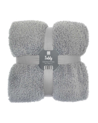 Grey Teddy Fleece Soft & Cosy Blanket Throw 130cm x 170cm