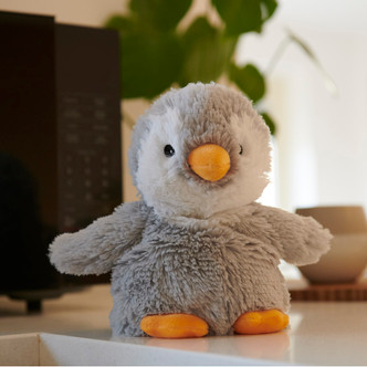 Grey Penguin Cozy  Plush Microwavable Toy