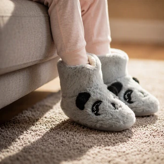 Grey Koala Bear Faux Fur Slipper Boots