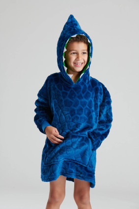 Boys Blue Dinosaur Fleece Oversize Hoody