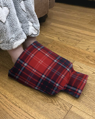 Red & Navy Tartan Fleece Hot Water Bottle Foot Warmer