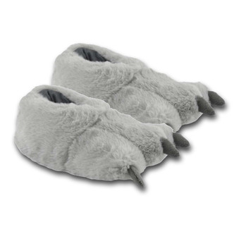 3D Monster Claw Grey Faux Fur Novelty Slippers
