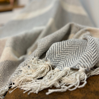Izzy Grey Herringbone Recycled Throw 170x200cm