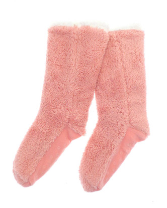 Pink Teddy Fleece Sherpa Lined Slipper Socks