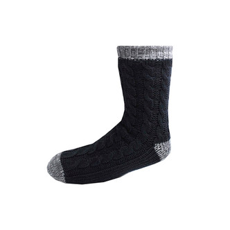 Black Cable Knit Sherpa Lined Slipper Socks