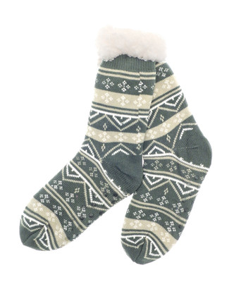 Grey Nordic Sherpa Lined Slipper Socks