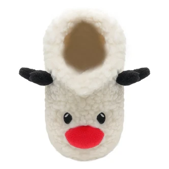 Festive Reindeer Toddlers Fleece Slipper Booties