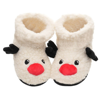 Festive Reindeer Toddlers Fleece Slipper Booties