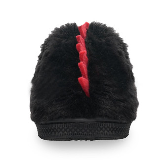 Black Dinosaur Plush Faux Fur Mule Slippers