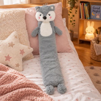 3D Novelty Grey Fox Long Hot Water Bottle