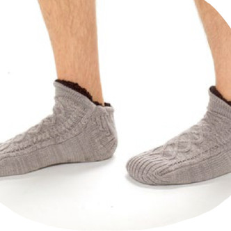 Grey Chunky Cable Knit Footsie Slipper Socks