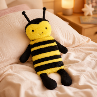 3D Novelty Bumble Bee Faux Fur Hot Water Bottle