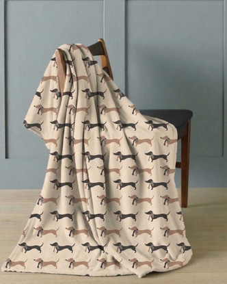 Dachshund Design Flannel Fleece Throw 120x150cm