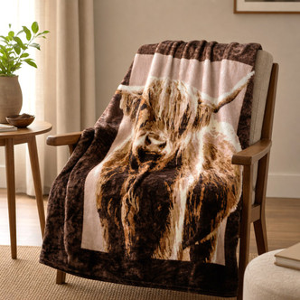 Highland Cow Design Luxury Fleece Blanket 150x200cm