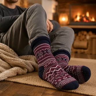 Purple Fairisle Sherpa Lined Slipper Socks