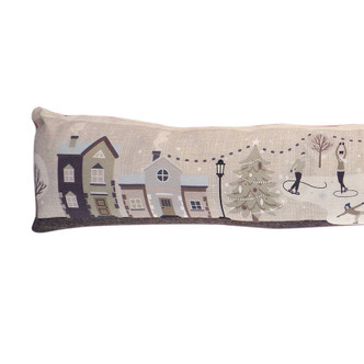 Winter Day Skating Xmas Print Draught Excluder