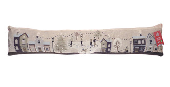 Winter Day Skating Xmas Print Draught Excluder (