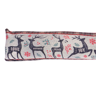 Peace & Joy Stags Xmas Print Draught Excluder