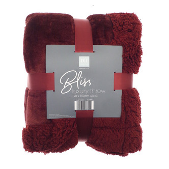 Cranberry Winter Bliss Sherpa Back Plush Throw 120x150cm