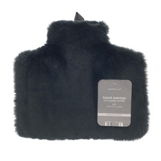 Black Luxury Faux Fur Hot Water Bottle Hand Muff