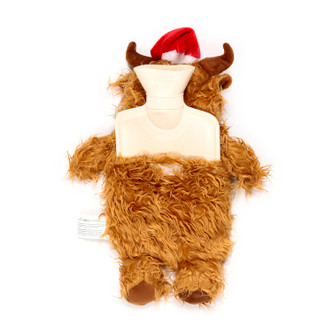 Xmas Highland Coo Novelty Hot Water Bottle