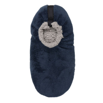 Plain Navy Fleece Soft Sole Footsie Slippers