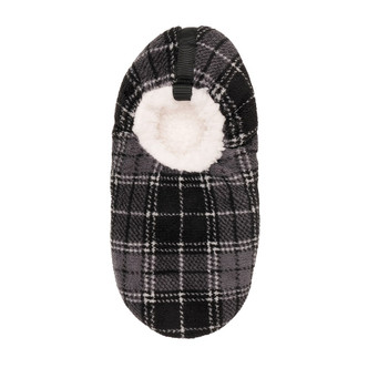 Grey Check Fleece Soft Sole Footsie Slippers