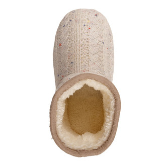 Womens Cream Speckled Cable Knit Slipper Boots