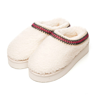 Cream Borg Fleece Chunky Sole Mule Slippers