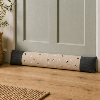 Embroidered Bees Banded Draught Excluder