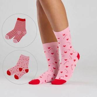 Candy Cane Twin Pack Socks in Matching Gift Bag
