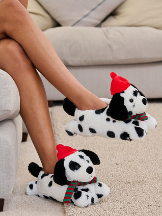 Festive Dalmatian Unisex 3D Novelty Slippers