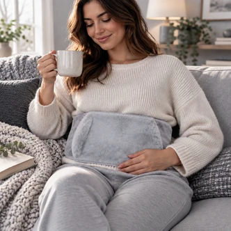 Grey Faux Fur 3 in 1 Hot Water Bottle Body Wrap