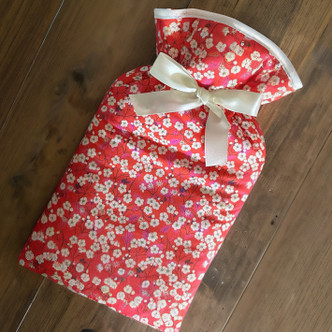 Mitsi Red Liberty Cotton 2L Hot Water Bottle