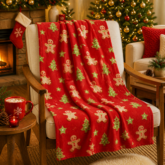 Gingerbread Lightweight Fleece Blanket 120x150cm 