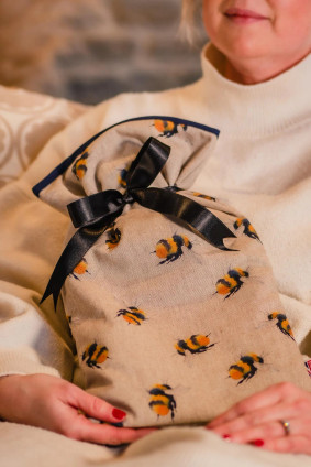 Honey Bees Print Padded Cotton 2L Hot Water Bottle