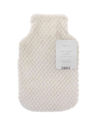 Cream Popcorn Faux Fur 2L Hot Water Bottle