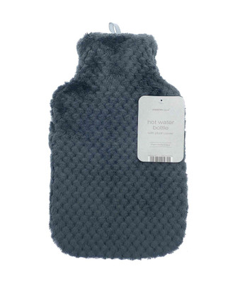 Charcoal Popcorn Faux Fur 2L Hot Water Bottle