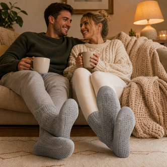 Grey Cable Knit Chunky Slipper Socks