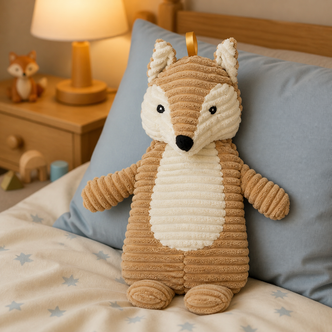 3D Novelty Fox Ribbed Fleece Hot Water Bottle