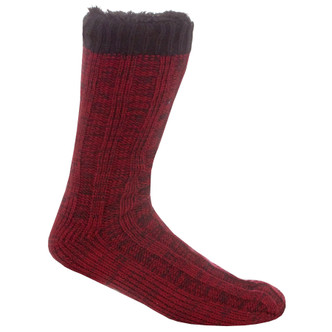 Burgundy Marle Knit Sherpa Lined Slipper Socks