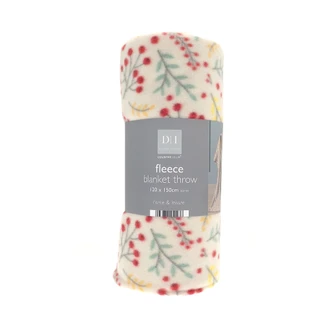 Winter Berries Lightweight Fleece Blanket 120x150cm 