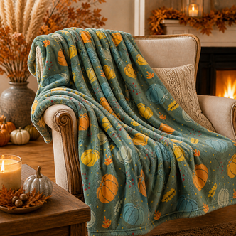 Pumpkin Spice Flannel Fleece Throw