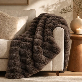 Vienna Plain Brown Luxury Faux Fur Throw 120x150cm