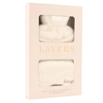 Ivory Faux Fur Hot Water Bottle & Snug Mask Set