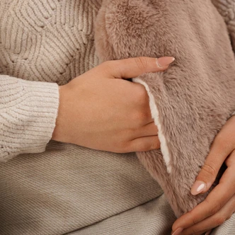 Taupe Faux Fur Hot Water Bottle Hand Muff